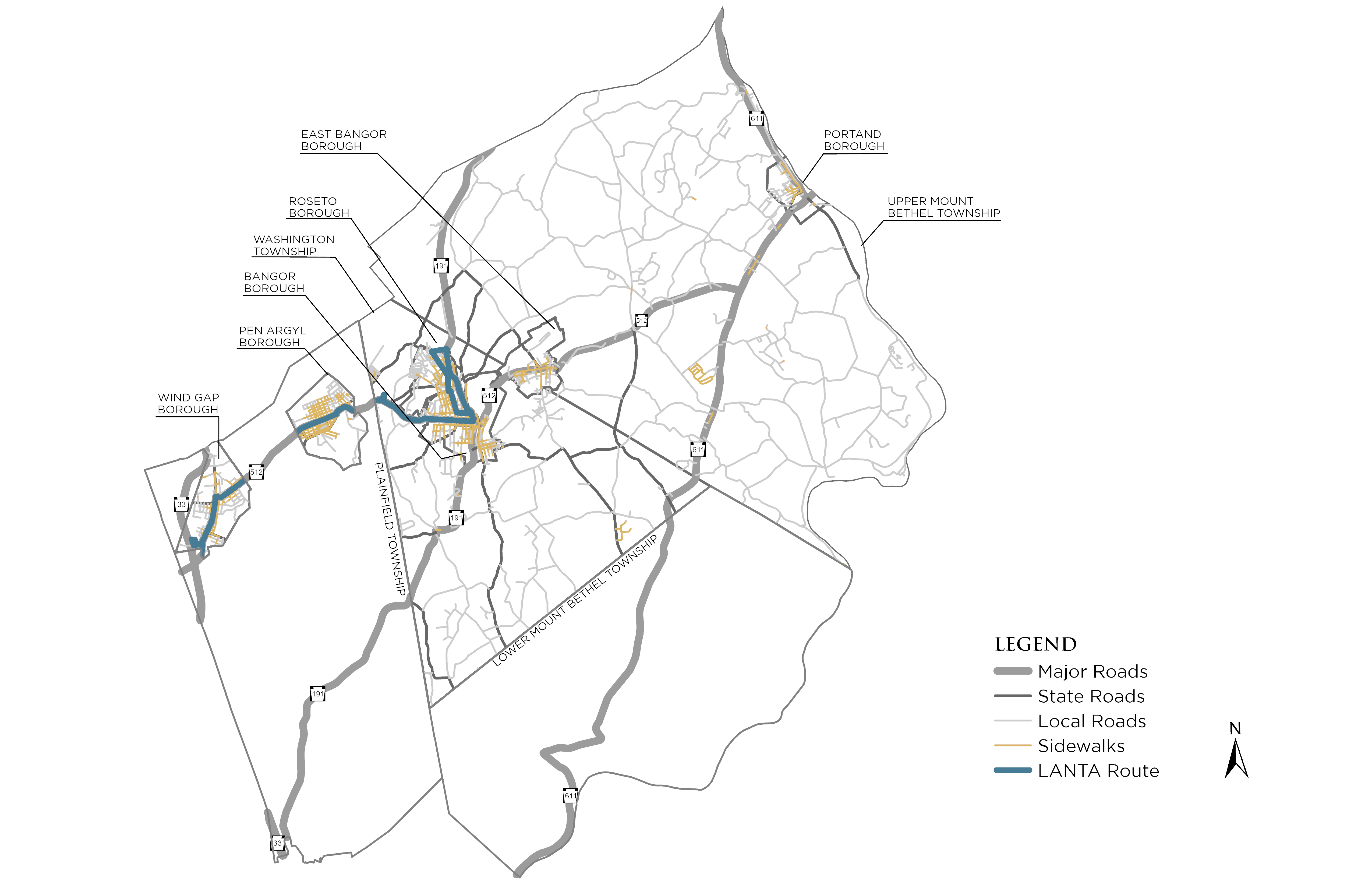 Plan Slate Belt Existing Transportation Network Map